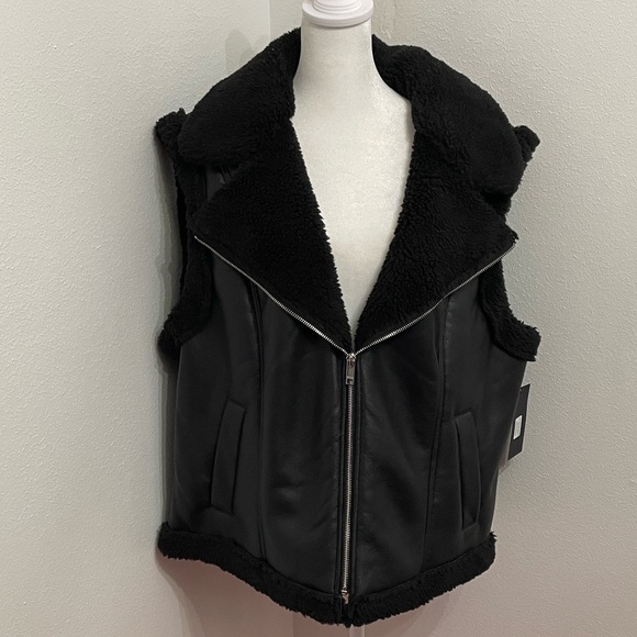 NWT Marc New York Jeans Black Shearling-Lined Women's Vest Plus Size 2X - Picture 3 of 12